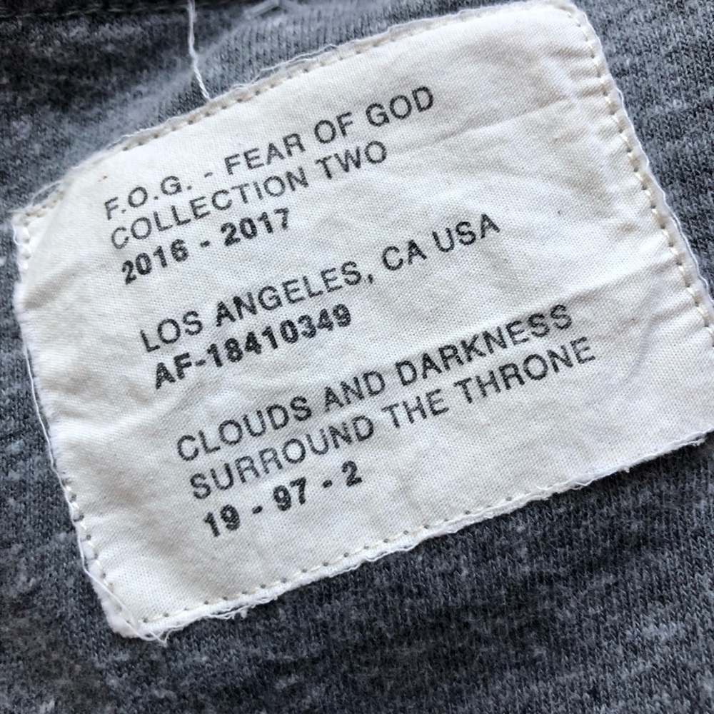 SIZE M FOG BY FEAR OF GOD COLLECTION 2 2016-2017